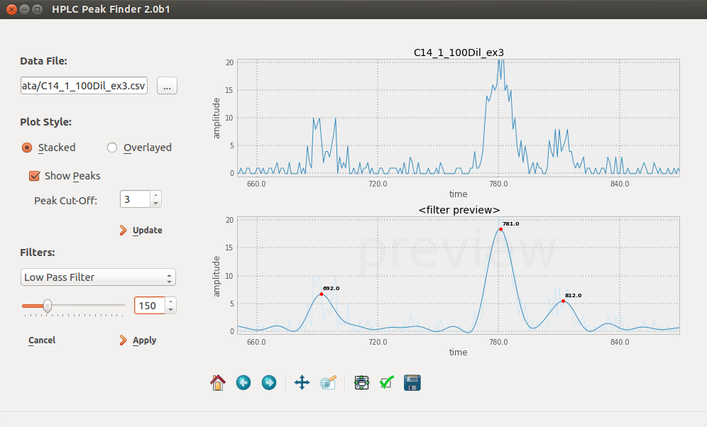 Screenshot of my project applying a low-pass filter